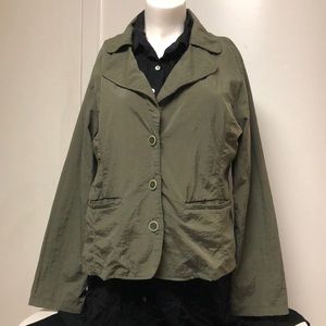 Indige Olive Green 3-Button Lightweight Peplum  Jacket Size M